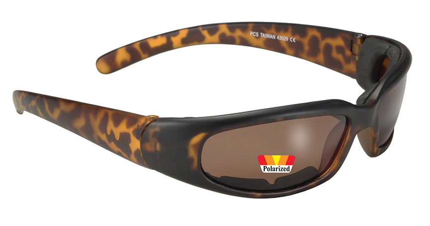 Padded Motorcycle Rally Frame | Polarized Sunglass Padded Amber Polarized | Tortoise Rally Lens Polarized
